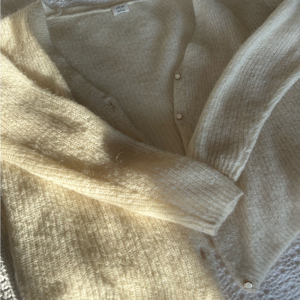 Wilfred by Aritzia – Mohair Blend Button Cardigan (Ivory/Cream)